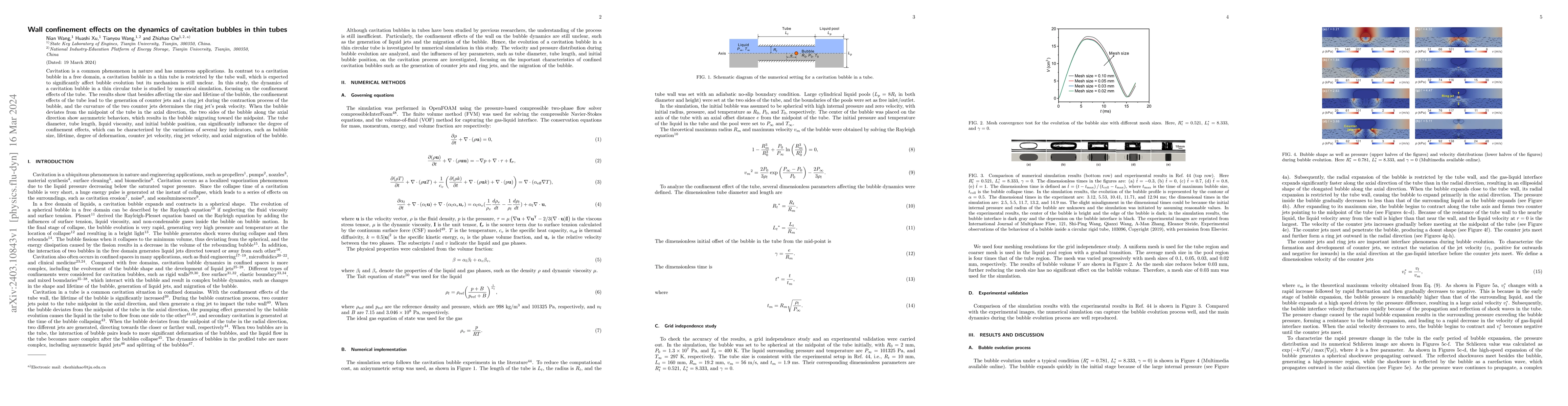 Thumbnail for Wall confinement effects on the dynamics of cavitation bubbles in thin
  tubes