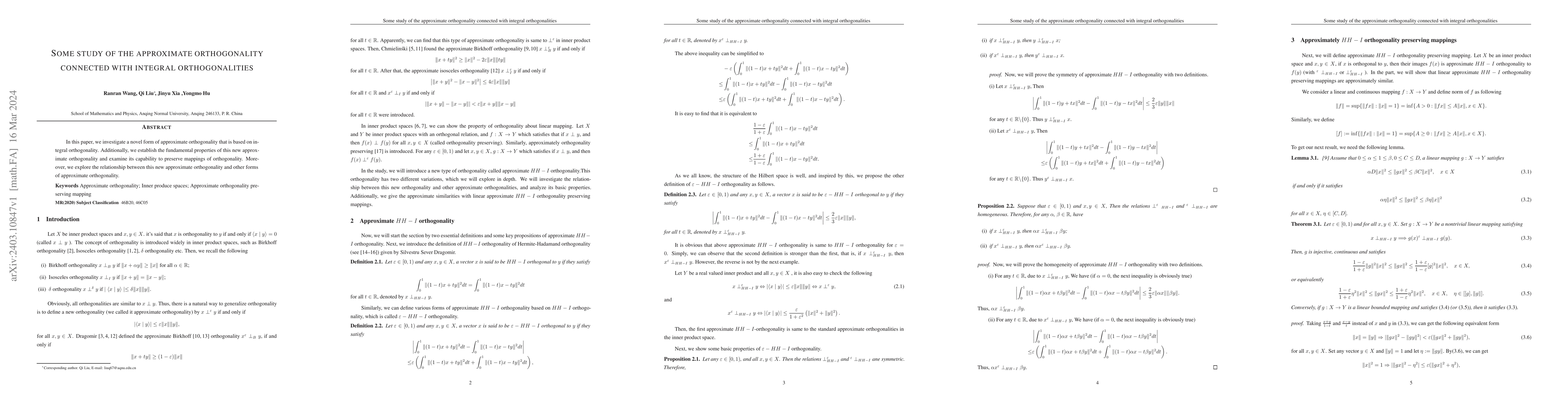 Thumbnail for Some study of the approximate orthogonality connected with integral
  orthogonalities