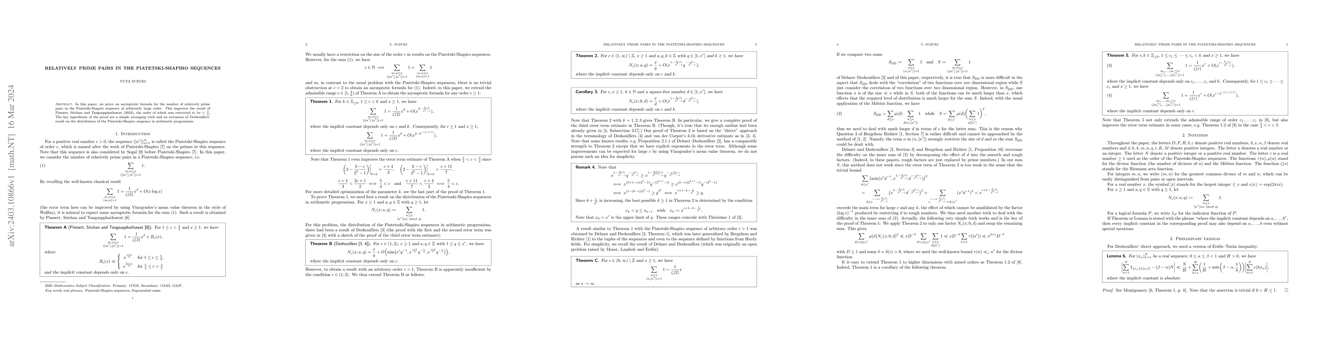 Thumbnail for Relatively prime pairs in the Piatetski-Shapiro sequences