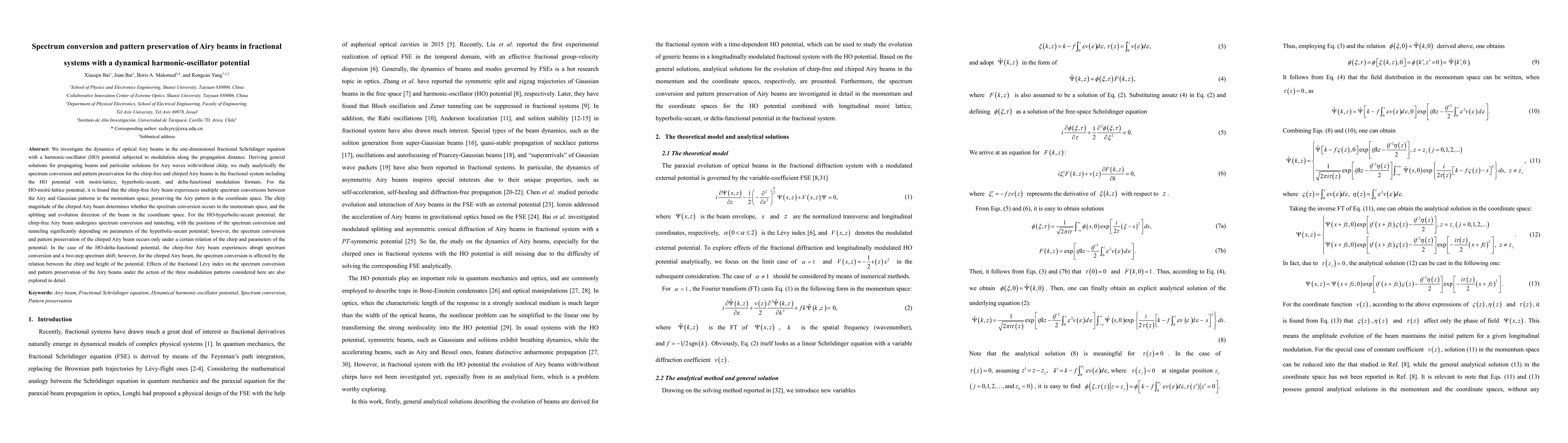 Thumbnail for Spectrum conversion and pattern preservation of Airy beams in fractional
  systems with a dynamical harmonic-oscillator potential