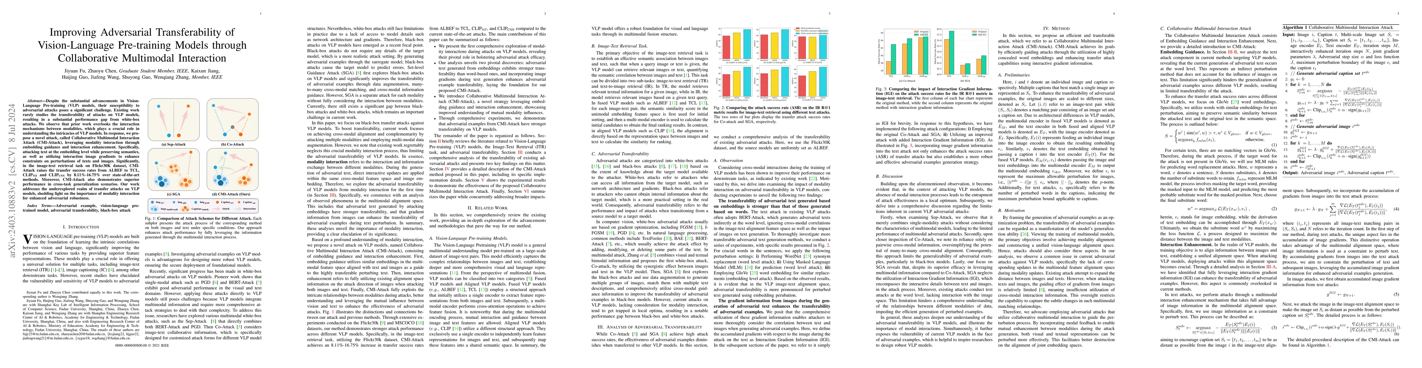 Thumbnail for Improving Adversarial Transferability of Vision-Language Pre-training
  Models through Collaborative Multimodal Interaction