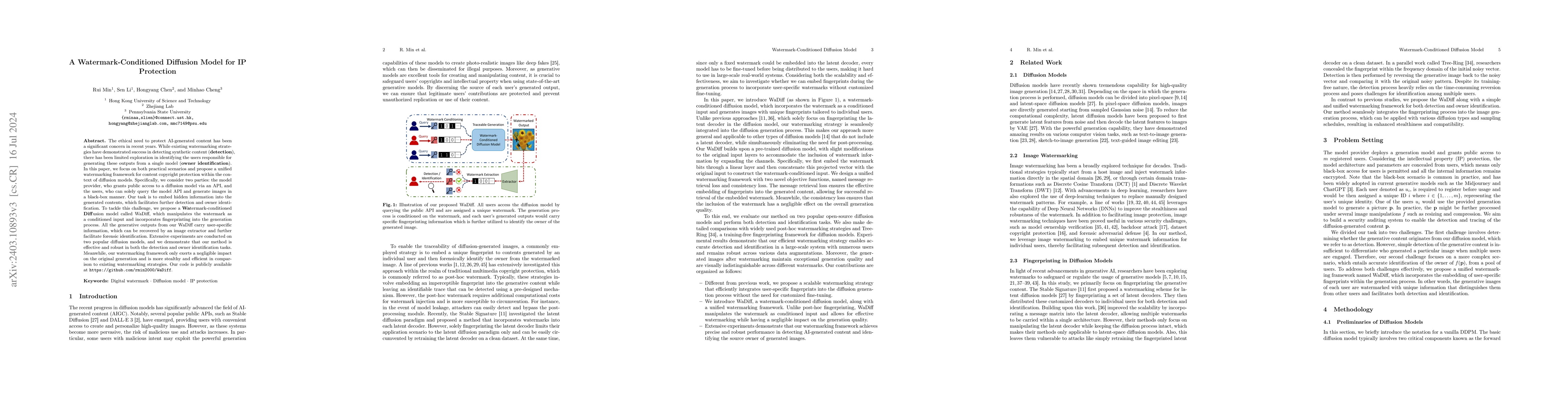 Thumbnail for A Watermark-Conditioned Diffusion Model for IP Protection
