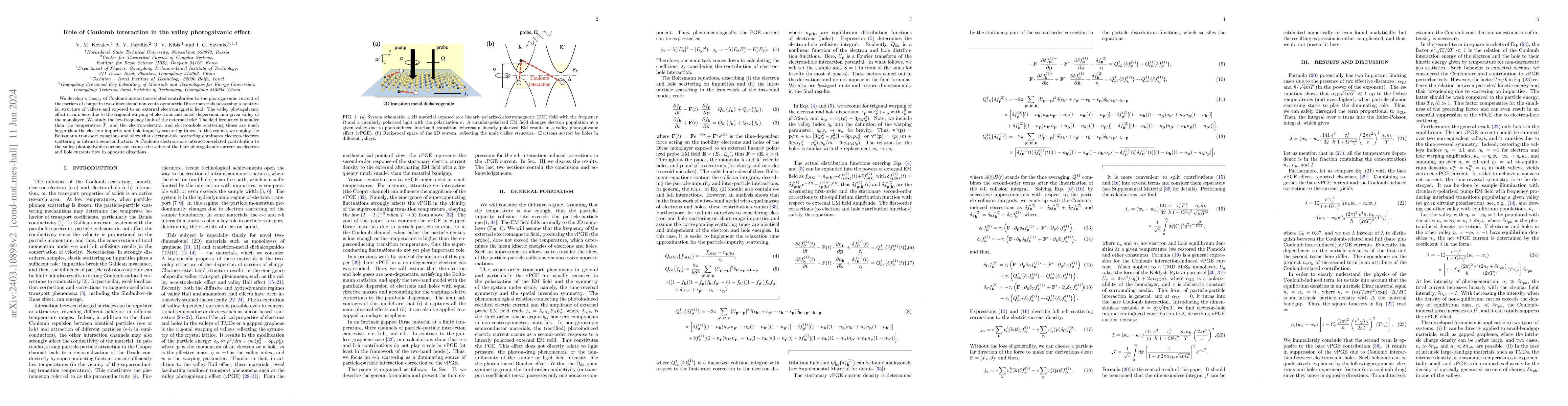 Thumbnail for Role of Coulomb interaction in the valley photogalvanic effect
