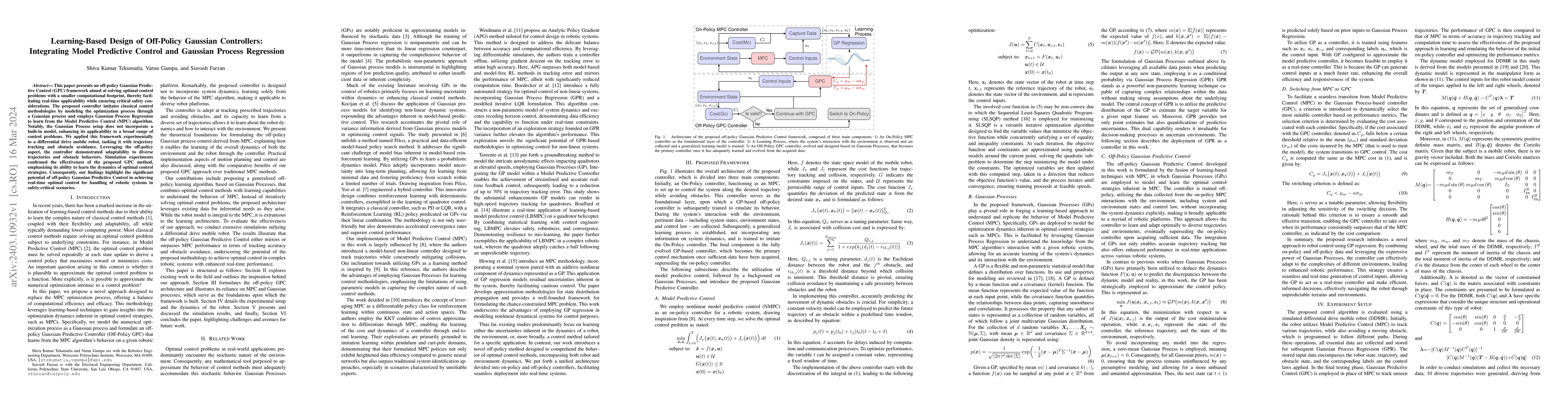 Thumbnail for Learning-Based Design of Off-Policy Gaussian Controllers: Integrating
  Model Predictive Control and Gaussian Process Regression