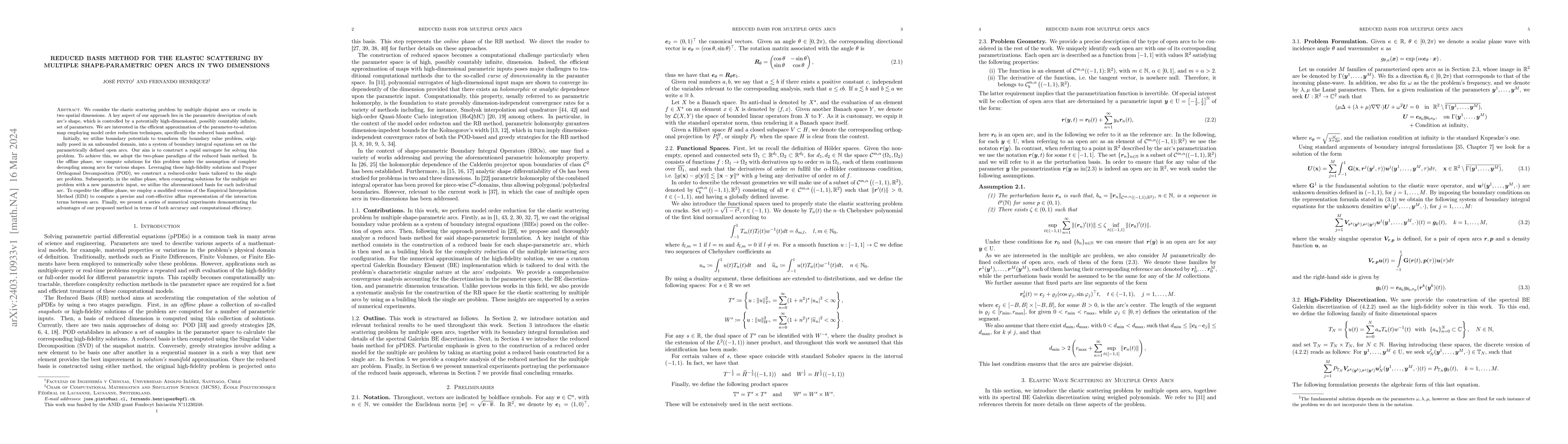 Thumbnail for Reduced Basis Method for the Elastic Scattering by Multiple
  Shape-Parametric Open Arcs in Two Dimensions