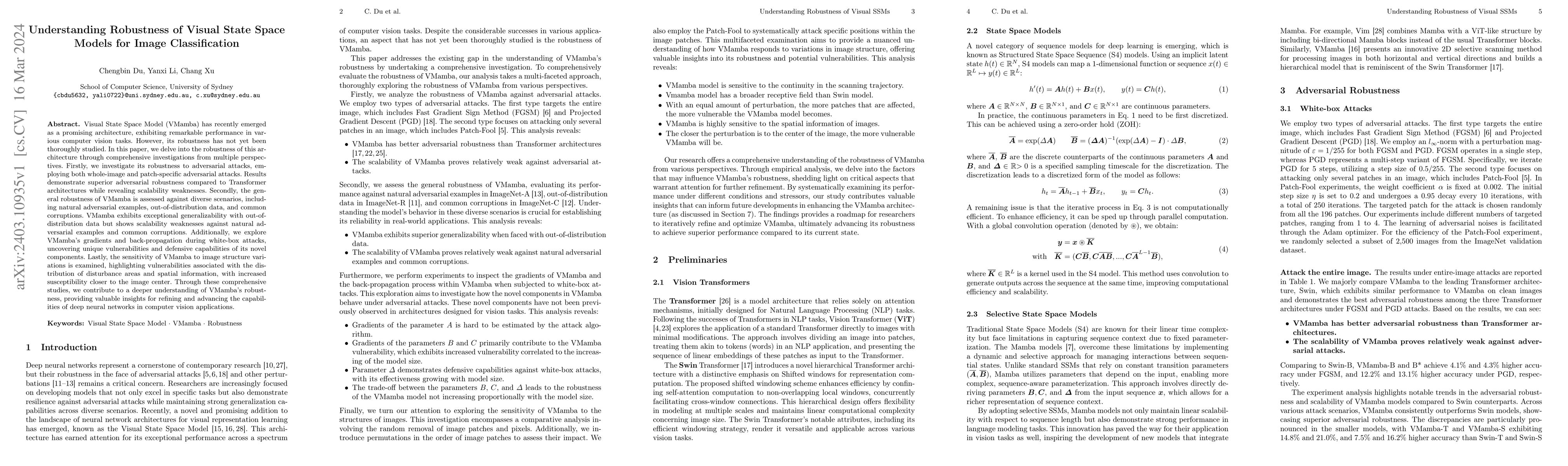 Thumbnail for Understanding Robustness of Visual State Space Models for Image
  Classification