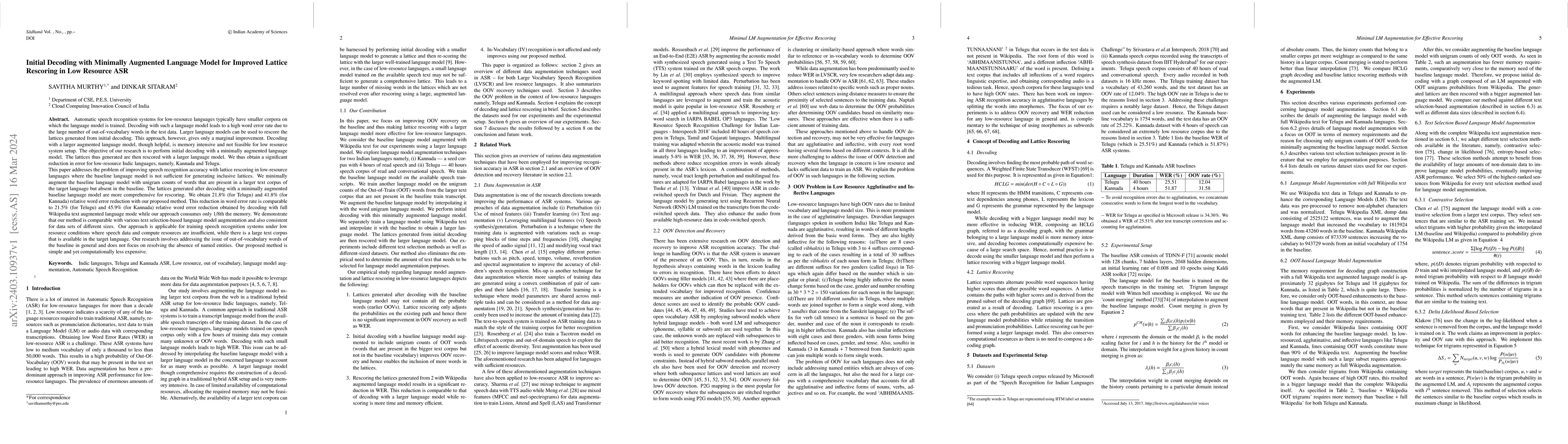 Thumbnail for Initial Decoding with Minimally Augmented Language Model for Improved
  Lattice Rescoring in Low Resource ASR