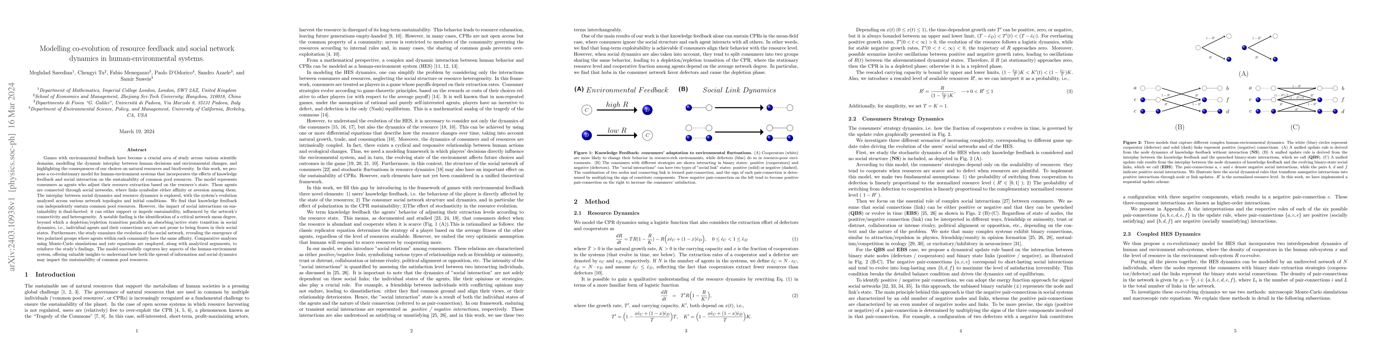 Thumbnail for Modelling co-evolution of resource feedback and social network dynamics
  in human-environmental systems