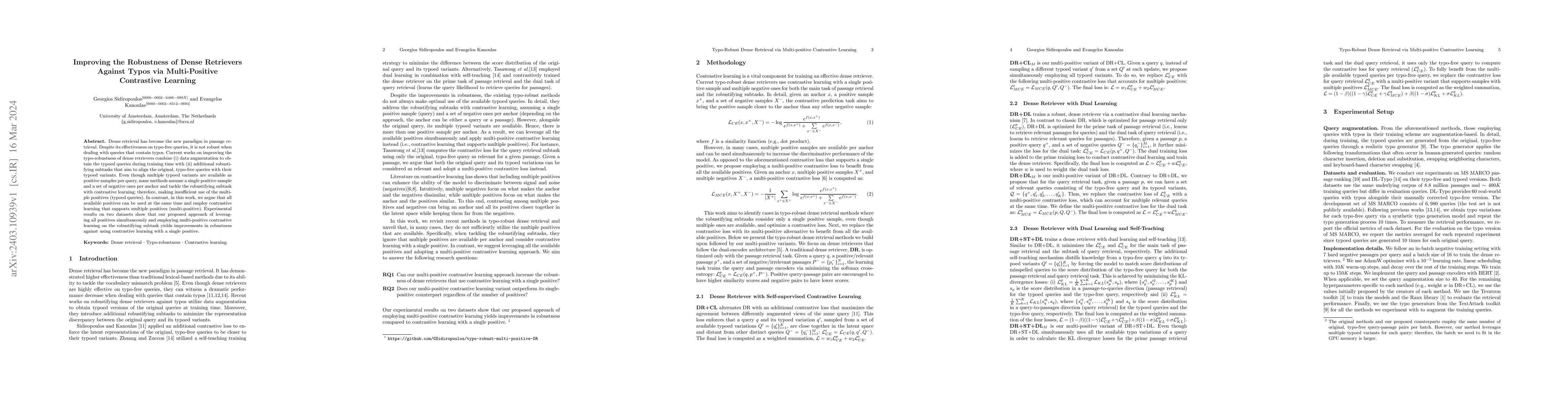 Thumbnail for Improving the Robustness of Dense Retrievers Against Typos via
  Multi-Positive Contrastive Learning