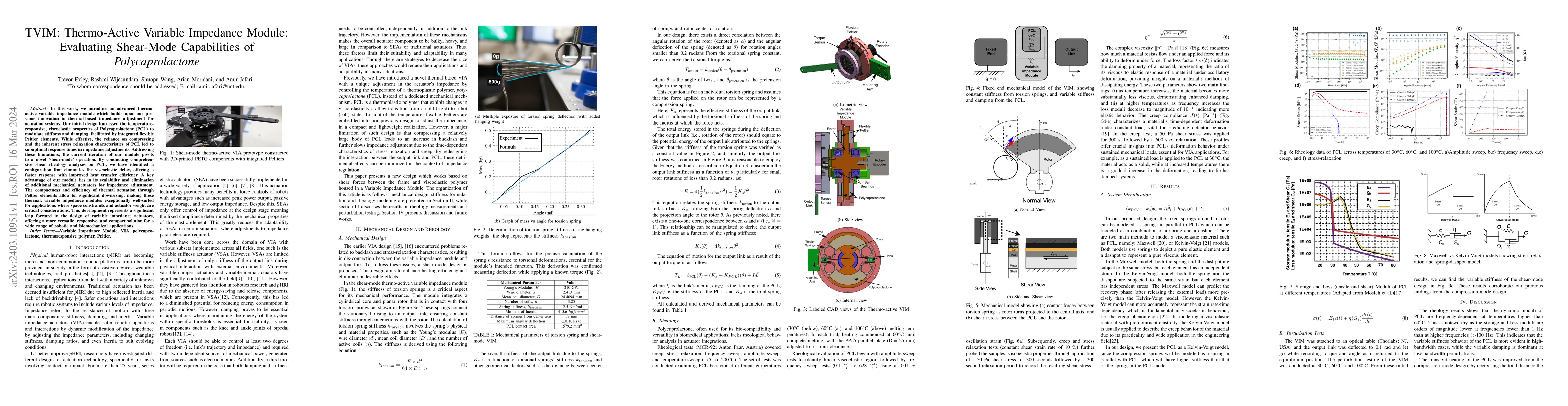 Thumbnail for TVIM: Thermo-Active Variable Impedance Module: Evaluating Shear-Mode
  Capabilities of Polycaprolactone