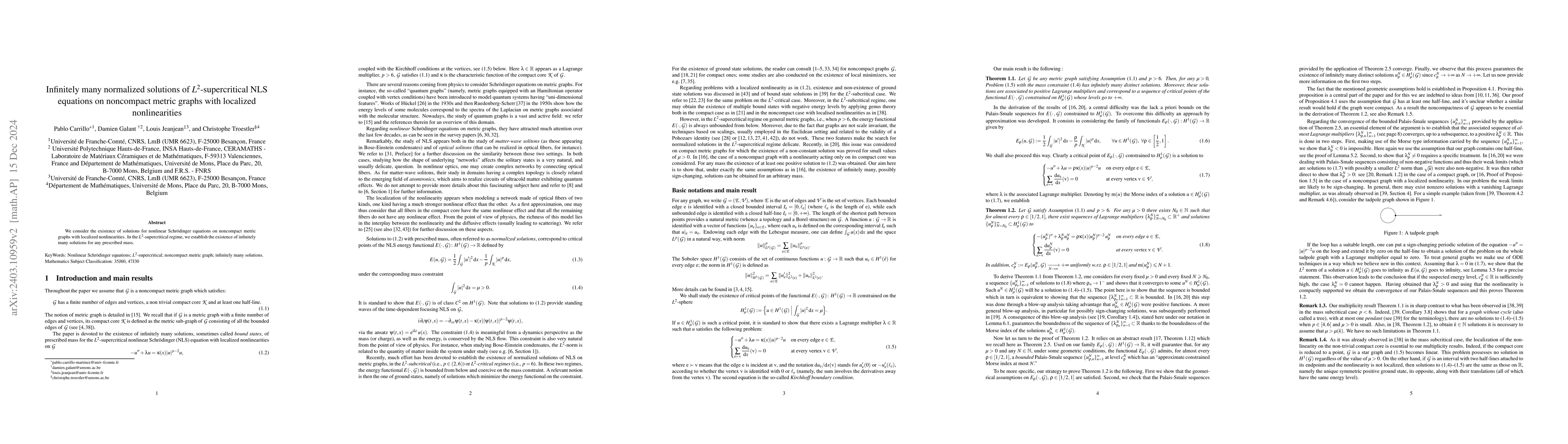 Thumbnail for Infinitely many normalized solutions of $L^2$-supercritical NLS
  equations on noncompact metric graphs with localized nonlinearities