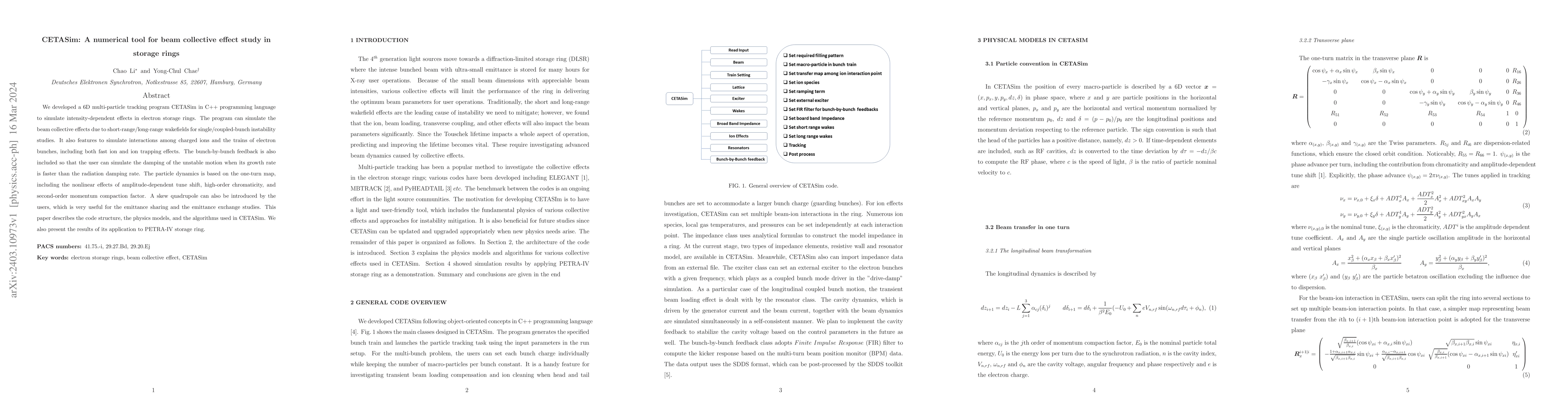 Thumbnail for CETASim: A numerical tool for beam collective effect study in storage
  rings