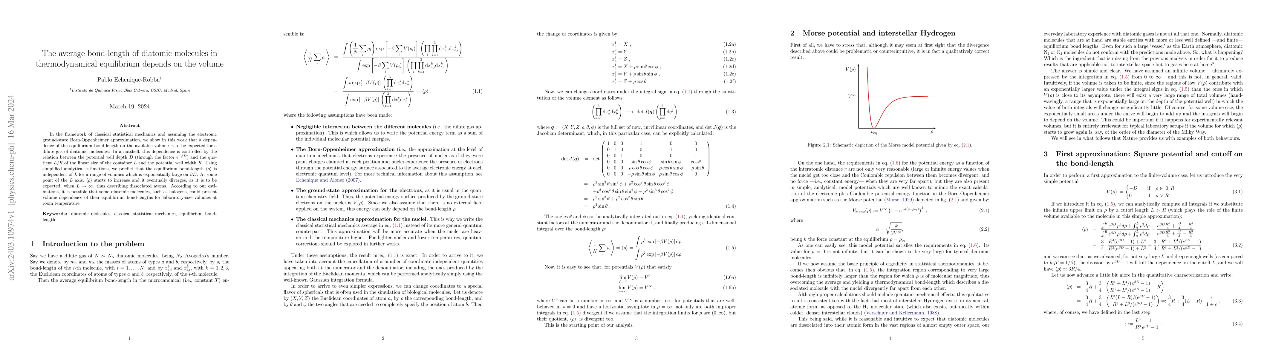 Thumbnail for The average bond-length of diatomic molecules in thermodynamical
  equilibrium depends on the volume