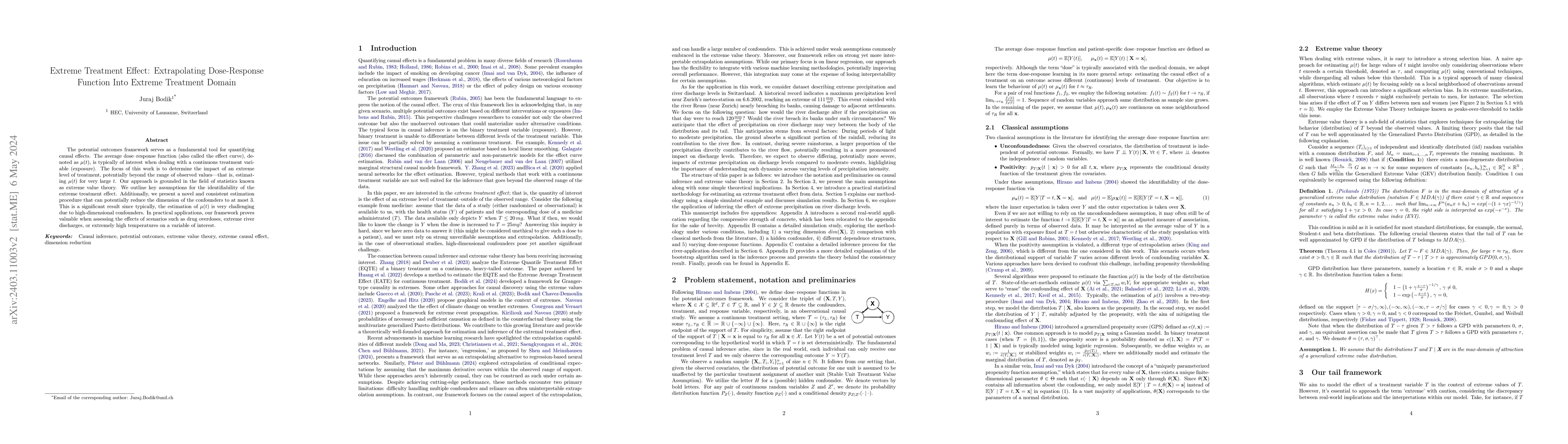 Thumbnail for Extreme Treatment Effect: Extrapolating Dose-Response Function Into
  Extreme Treatment Domain