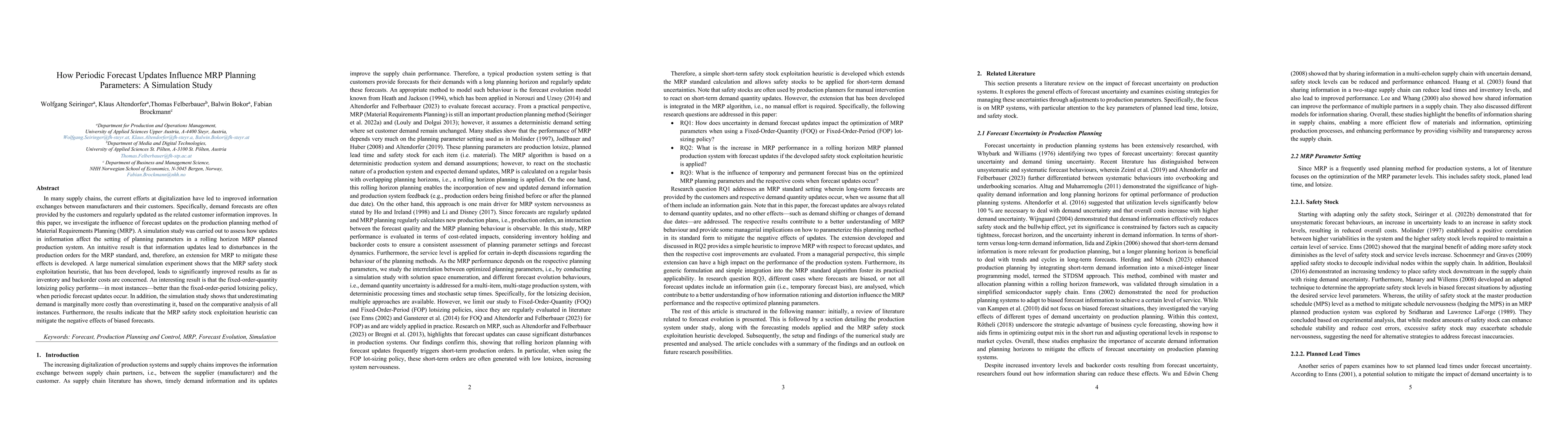 Thumbnail for How Periodic Forecast Updates Influence MRP Planning Parameters: A
  Simulation Study