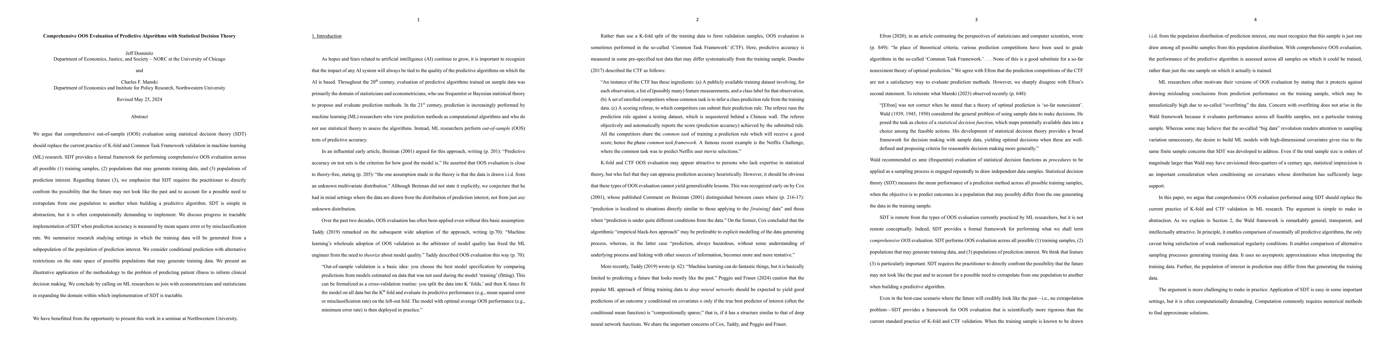 Thumbnail for Comprehensive OOS Evaluation of Predictive Algorithms with Statistical
  Decision Theory