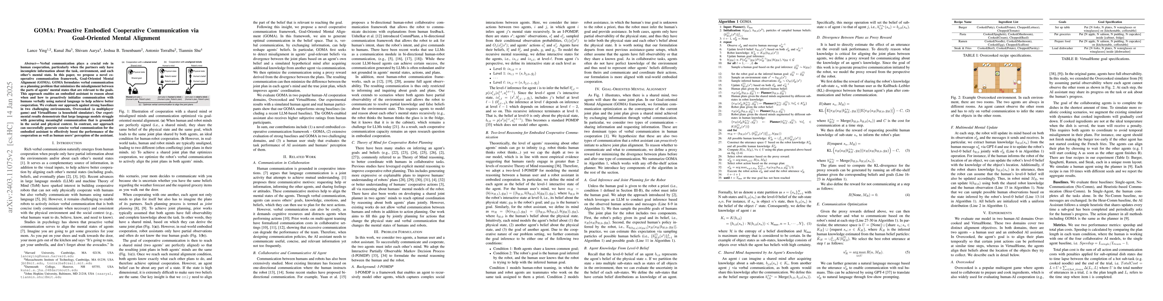 Thumbnail for GOMA: Proactive Embodied Cooperative Communication via Goal-Oriented
  Mental Alignment