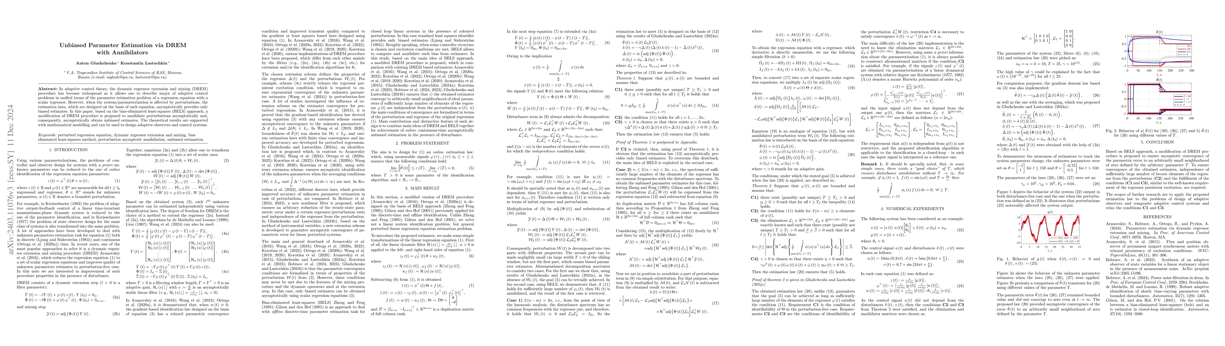 Thumbnail for Unbiased Parameter Estimation via DREM with Annihilators