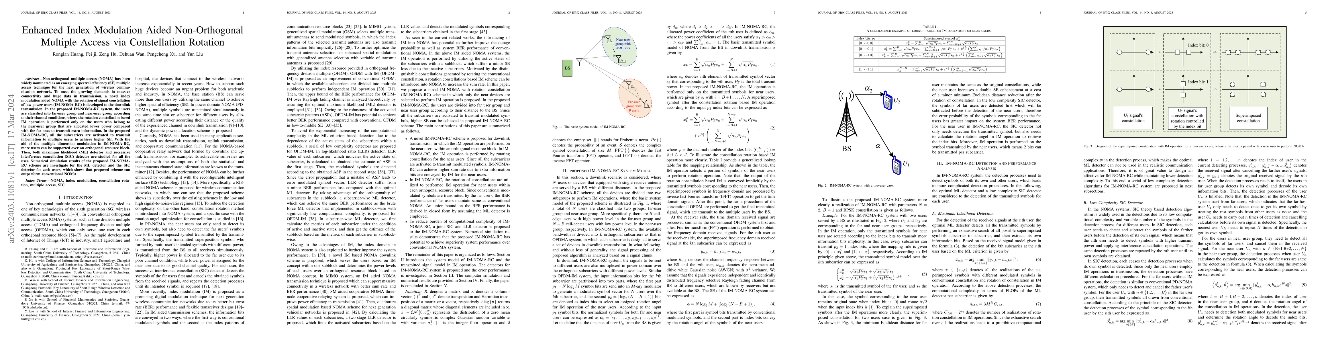 Thumbnail for Enhanced Index Modulation Aided Non-Orthogonal Multiple Access via
  Constellation Rotation