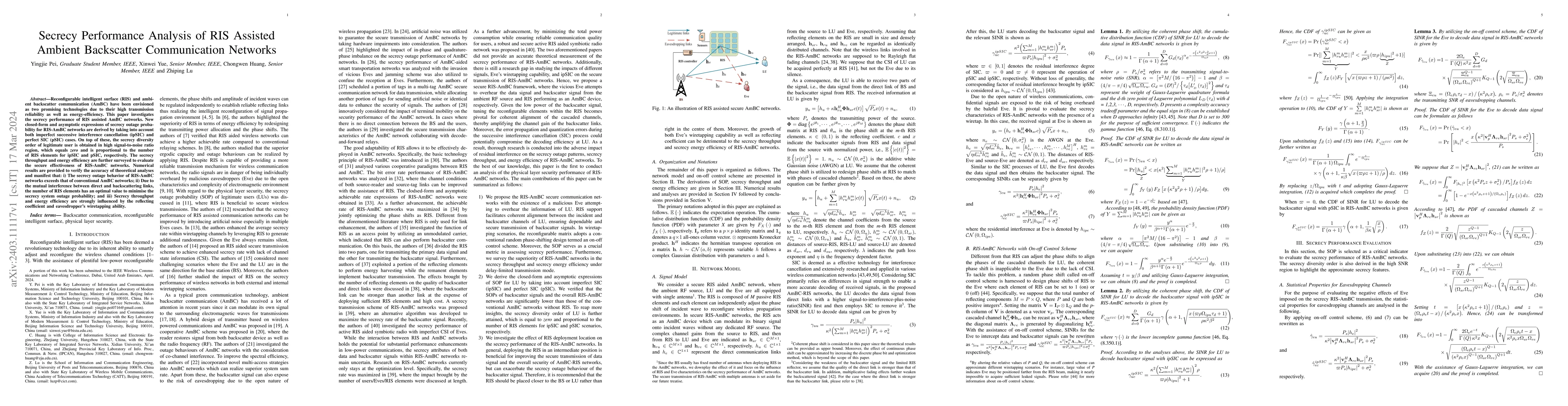 Thumbnail for Secrecy Performance Analysis of RIS Assisted Ambient Backscatter
  Communication Networks
