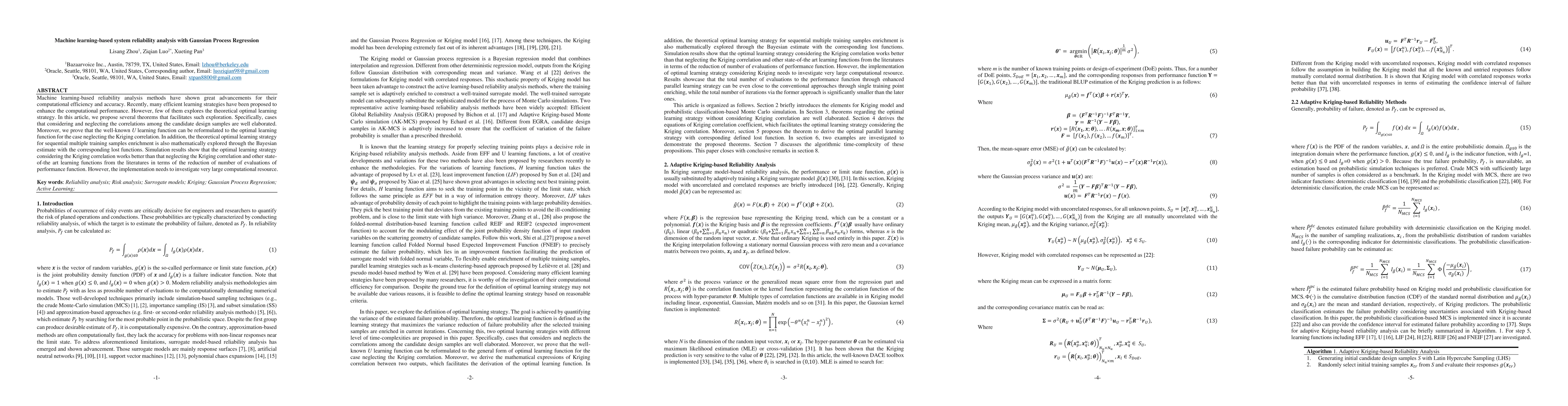 Thumbnail for Machine learning-based system reliability analysis with Gaussian Process
  Regression