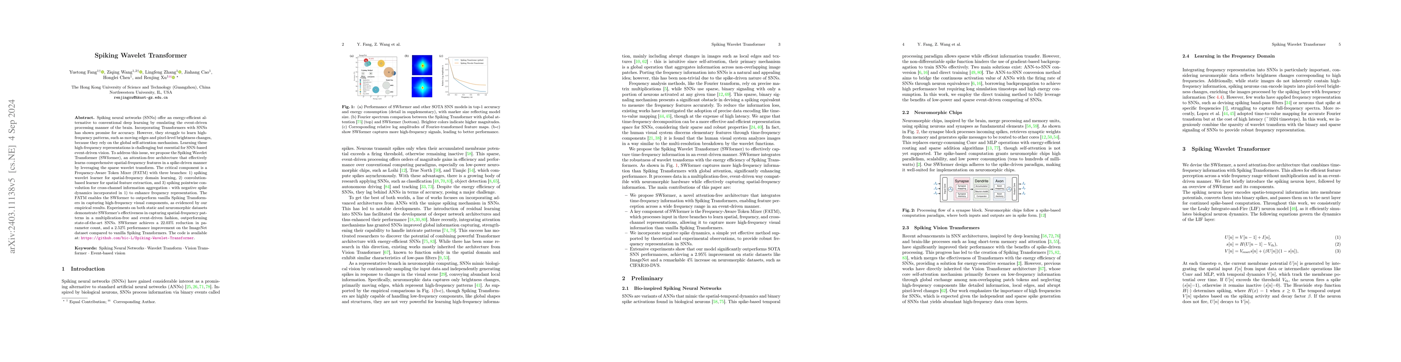 Thumbnail for Spiking Wavelet Transformer