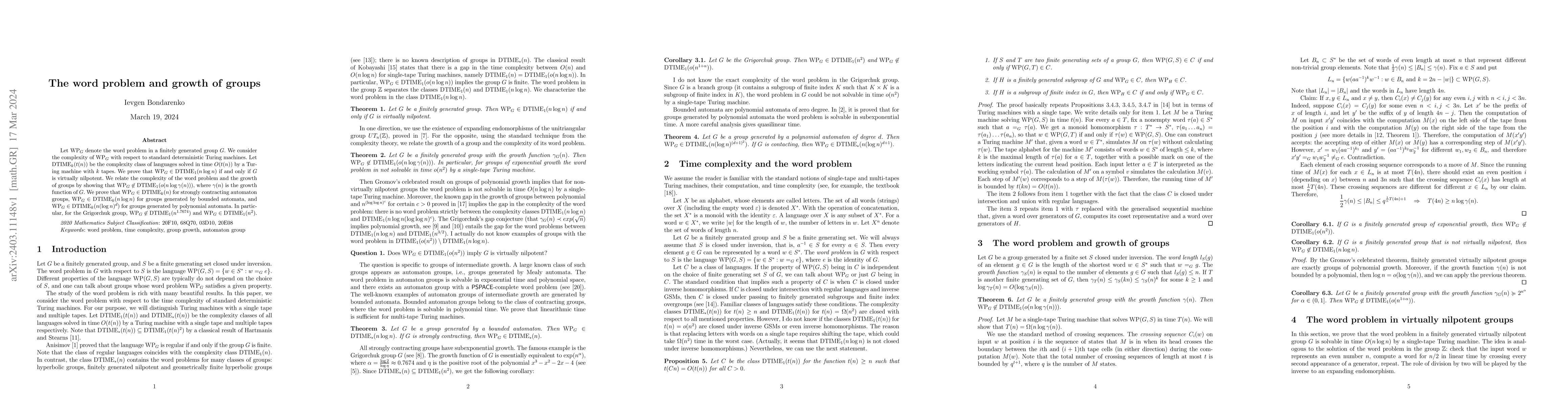 Thumbnail for The word problem and growth of groups