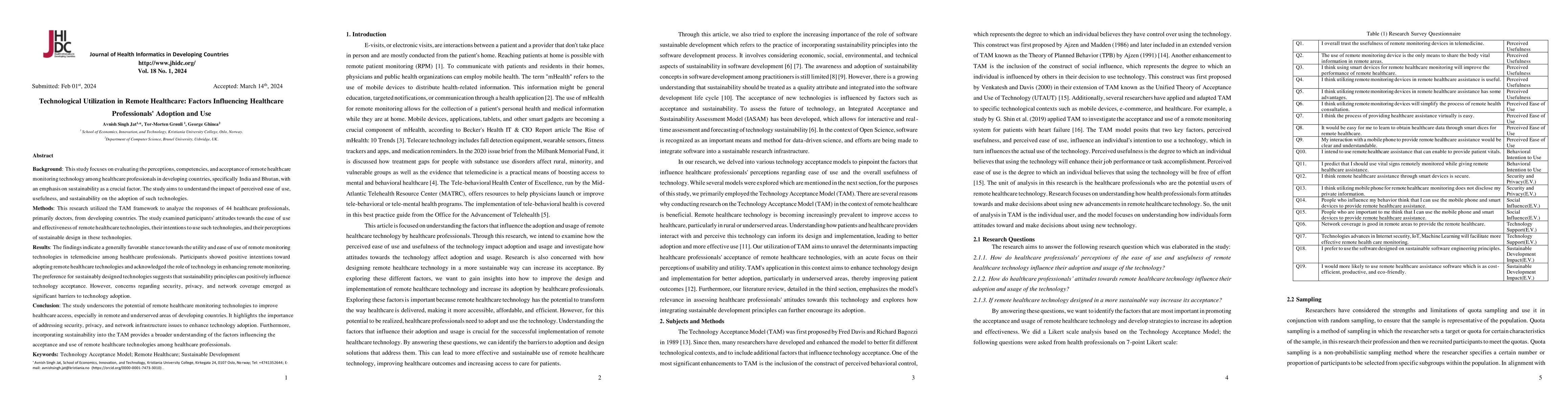 Thumbnail for Technological Utilization in Remote Healthcare: Factors Influencing
  Healthcare Professionals' Adoption and Use