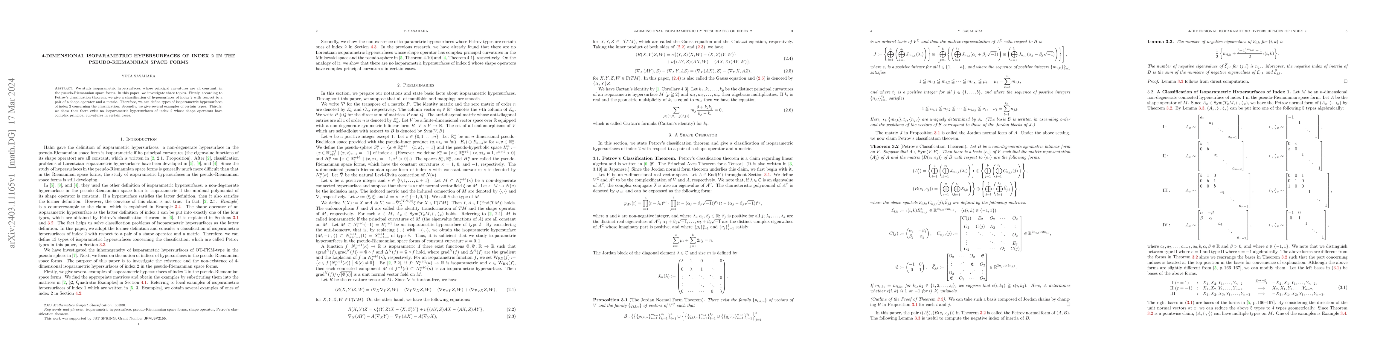 Thumbnail for 4-Dimensional Isoparametric Hypersurfaces of Index 2 in the
  Pseudo-Riemannian Space Forms