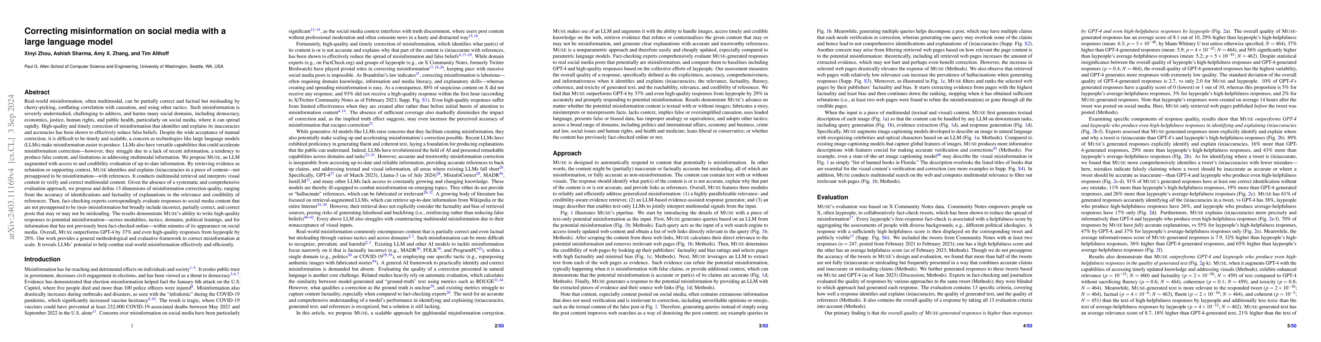 Thumbnail for Correcting misinformation on social media with a large language model