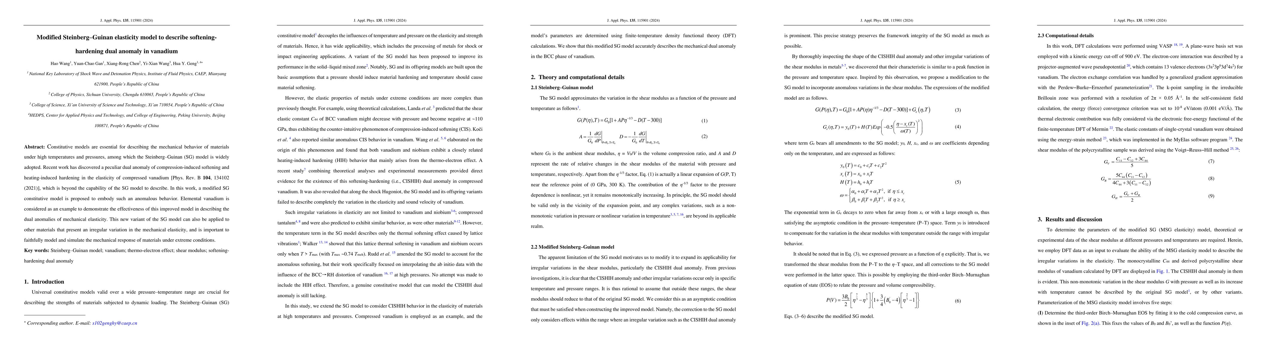 Thumbnail for Modified Steinberg-Guinan elasticity model to describe
  softening-hardening dual anomaly in vanadium