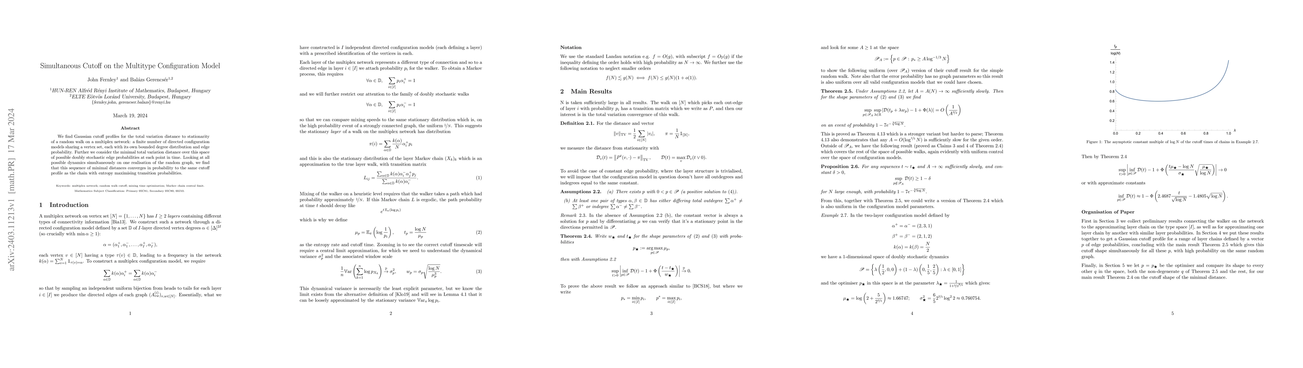Thumbnail for Simultaneous Cutoff on the Multitype Configuration Model