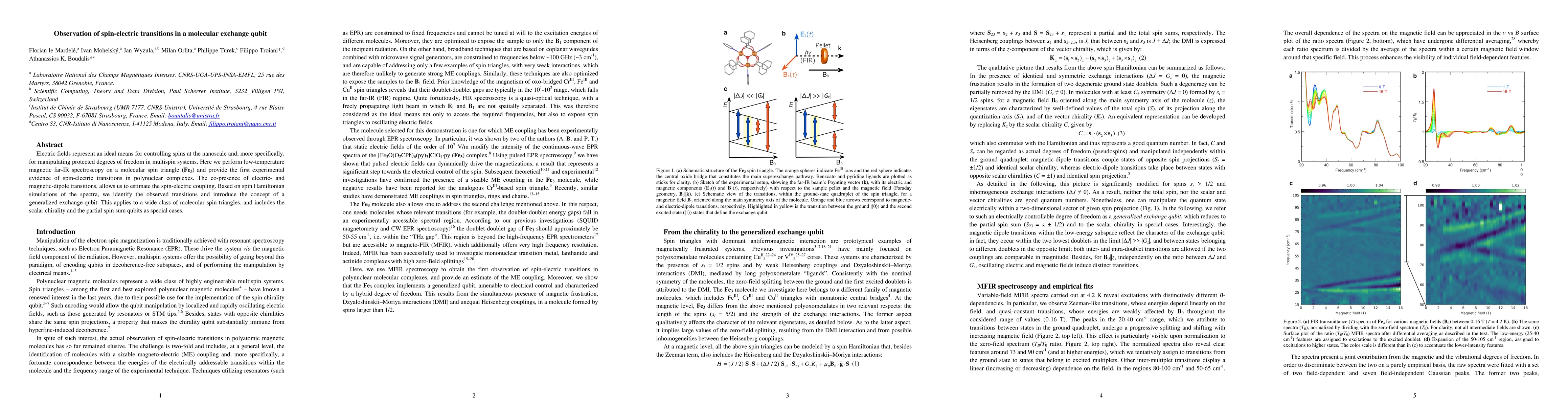 Thumbnail for Observation of spin-electric transitions in a molecular exchange qubit