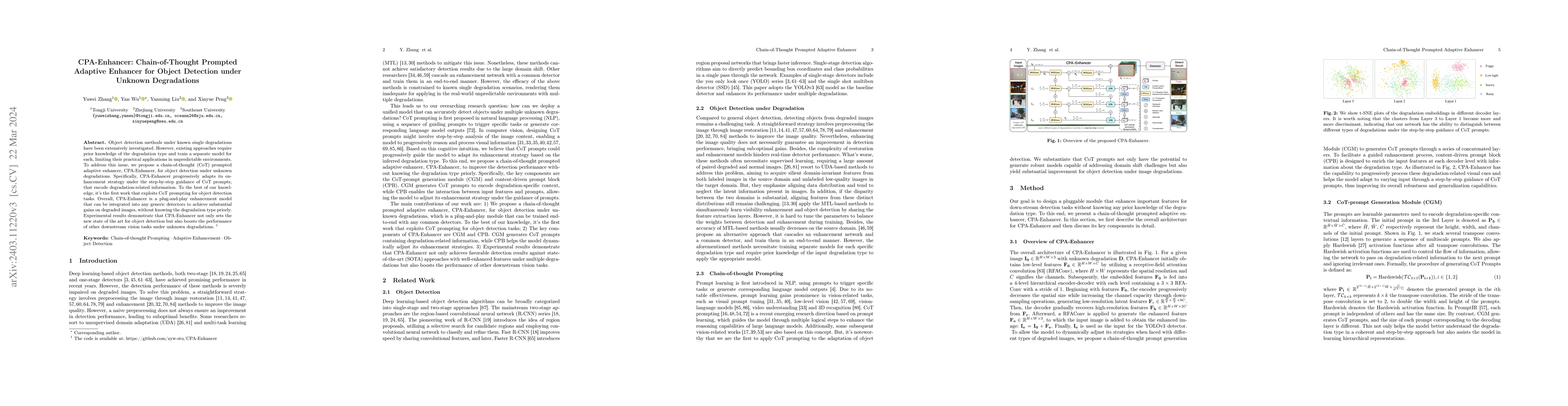 Thumbnail for CPA-Enhancer: Chain-of-Thought Prompted Adaptive Enhancer for Object
  Detection under Unknown Degradations