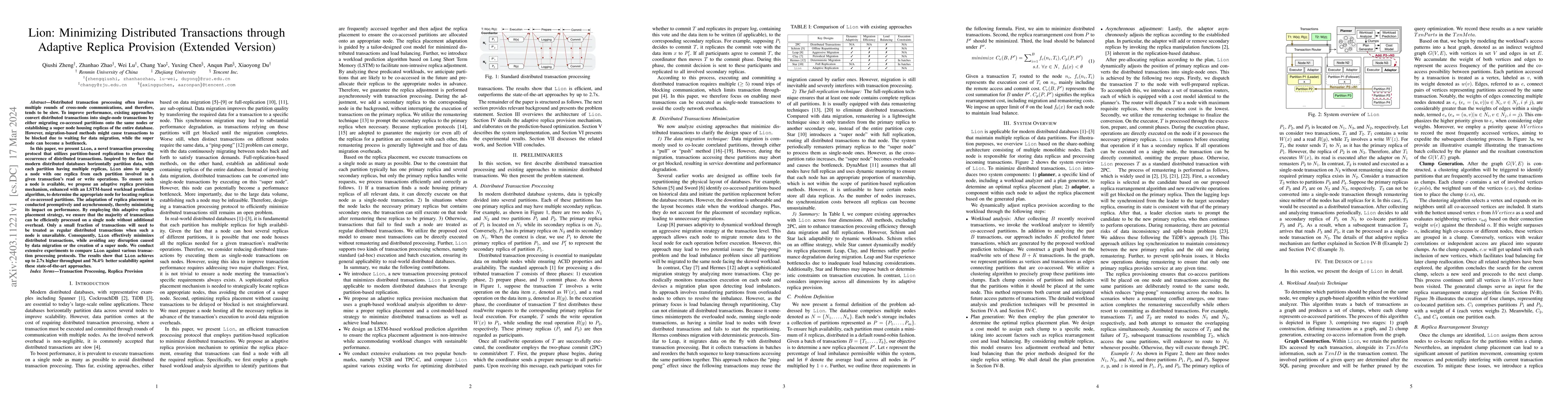 Thumbnail for Lion: Minimizing Distributed Transactions through Adaptive Replica
  Provision (Extended Version)