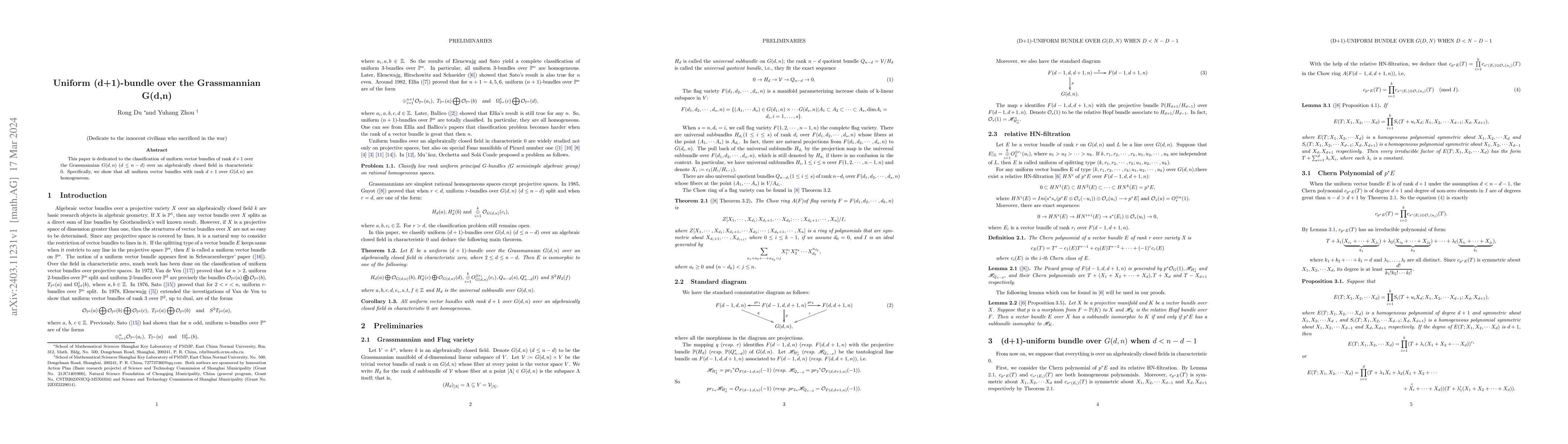 Thumbnail for Uniform (d+1)-bundle over the Grassmannian G(d,n)