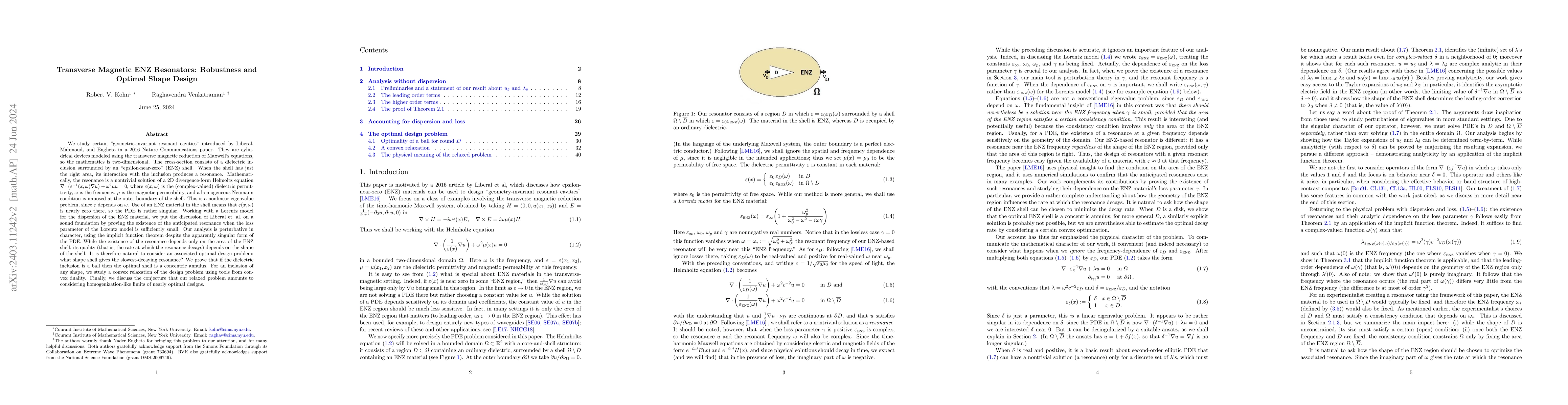 Thumbnail for Transverse Magnetic ENZ Resonators: Robustness and Optimal Shape Design