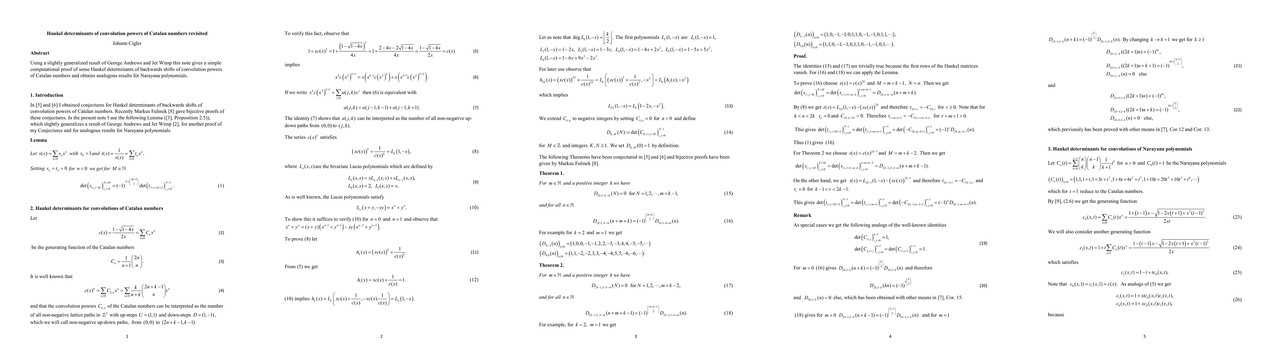 Thumbnail for Hankel determinants of convolution powers of Catalan numbers revisited