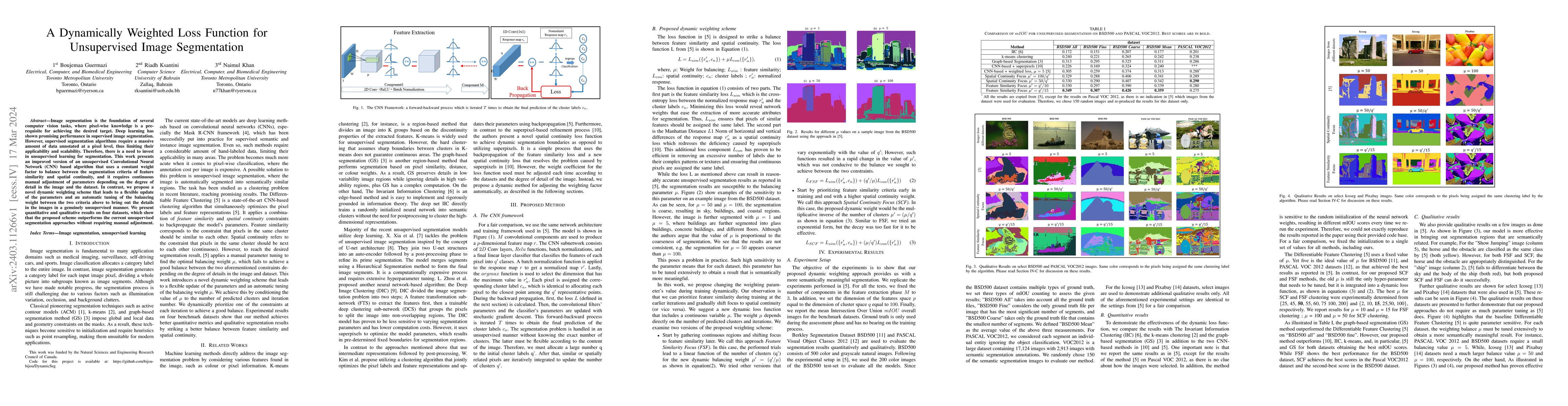 Thumbnail for A Dynamically Weighted Loss Function for Unsupervised Image Segmentation