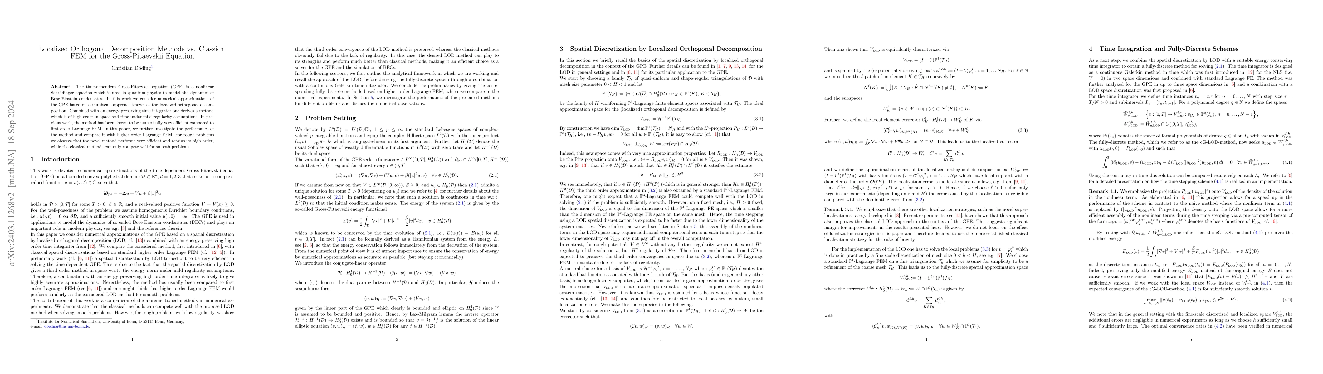 Thumbnail for Localized Orthogonal Decomposition Methods vs. Classical FEM for the
  Gross-Pitaevskii Equation