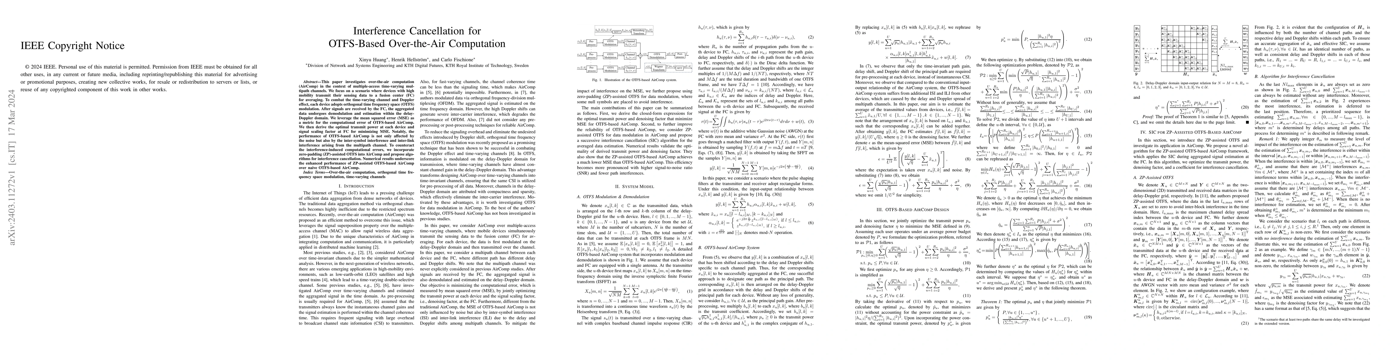 Thumbnail for Interference Cancellation for OTFS-Based Over-the-Air Computation