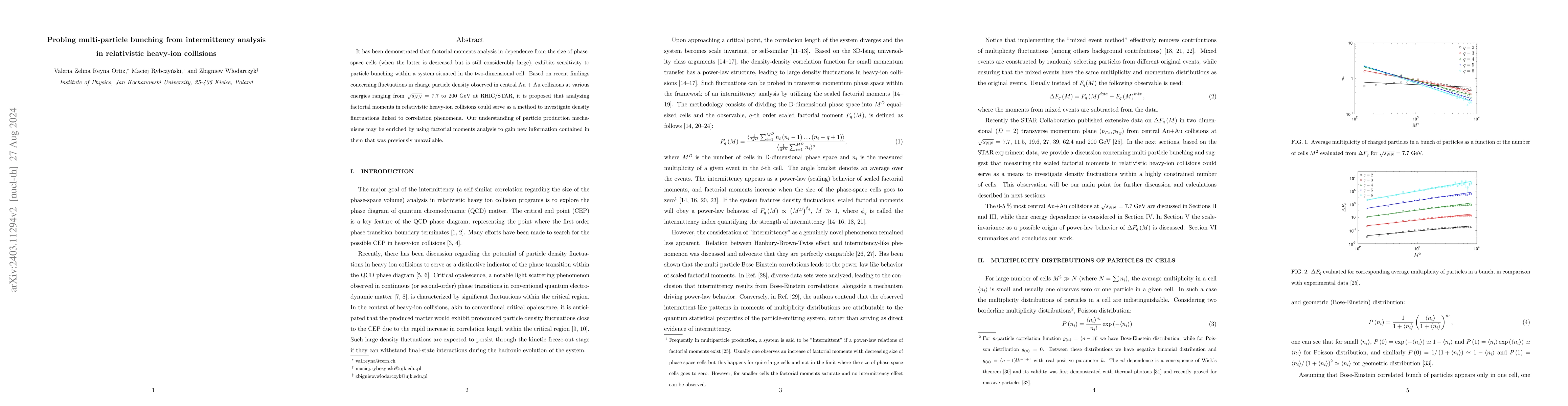 Thumbnail for Probing multi-particle bunching from intermittency analysis in
  relativistic heavy-ion collisions