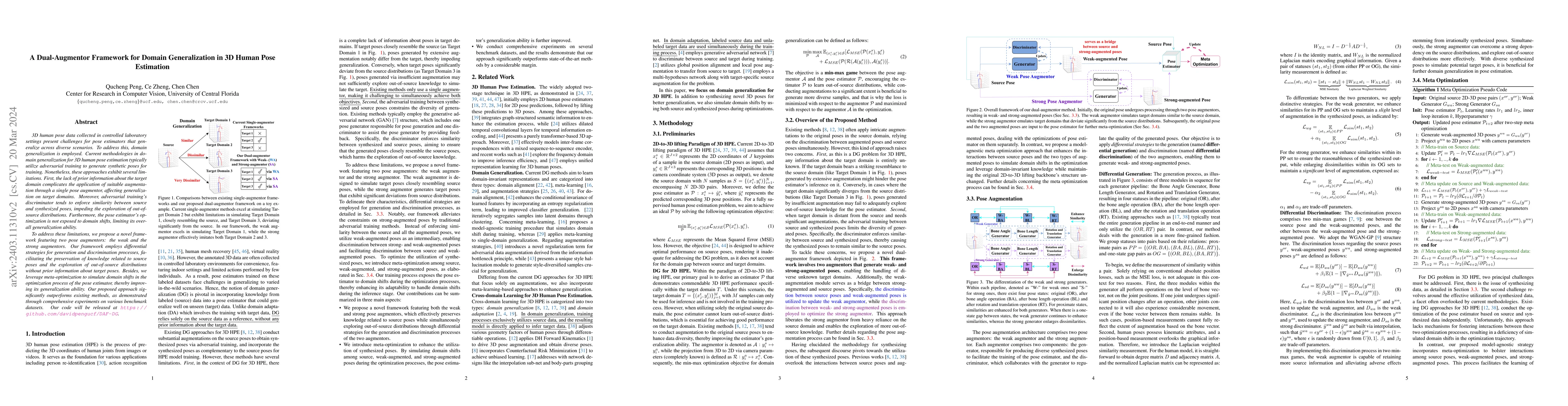 Thumbnail for A Dual-Augmentor Framework for Domain Generalization in 3D Human Pose
  Estimation