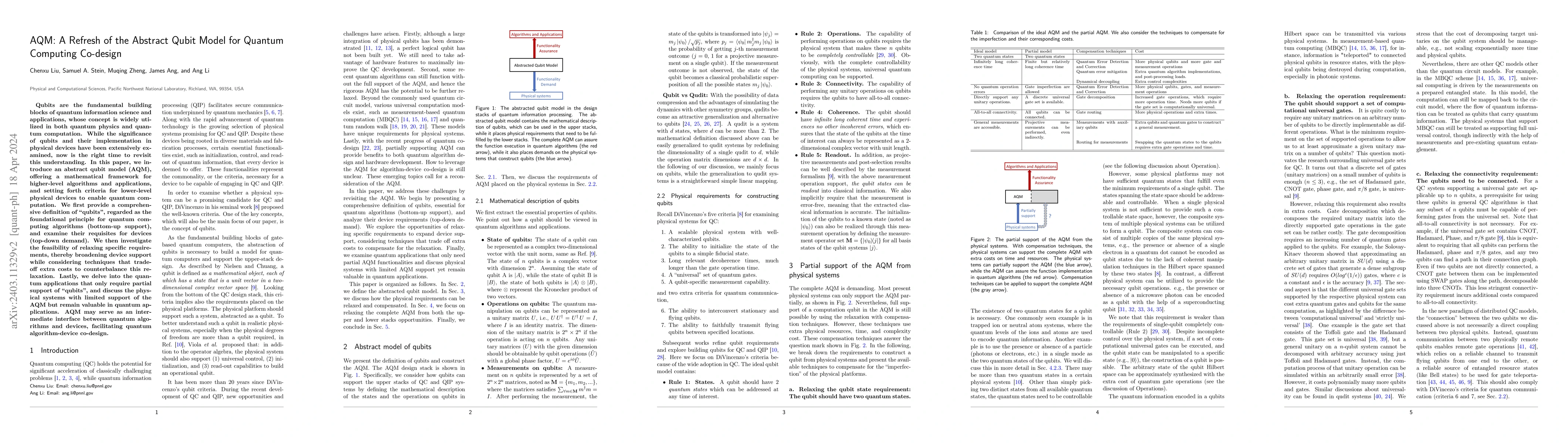 Thumbnail for AQM: A Refresh of the Abstract Qubit Model for Quantum Computing
  Co-design