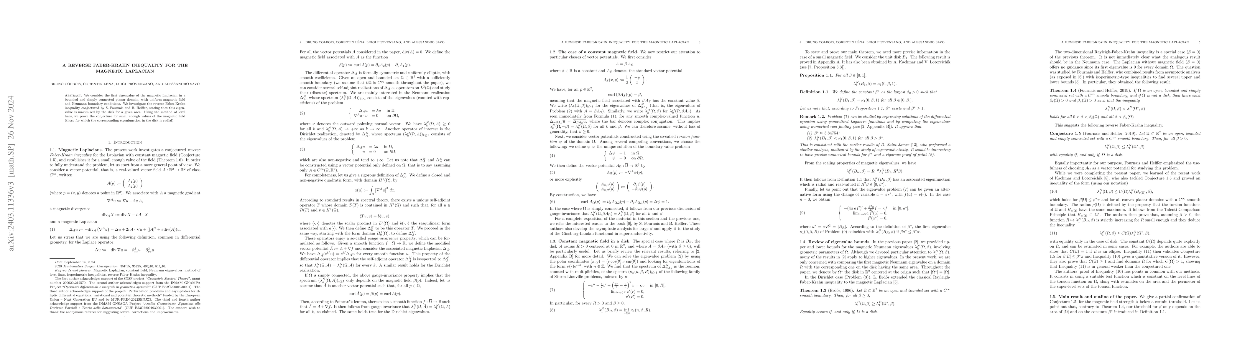 Thumbnail for A reverse Faber-Krahn inequality for the magnetic Laplacian