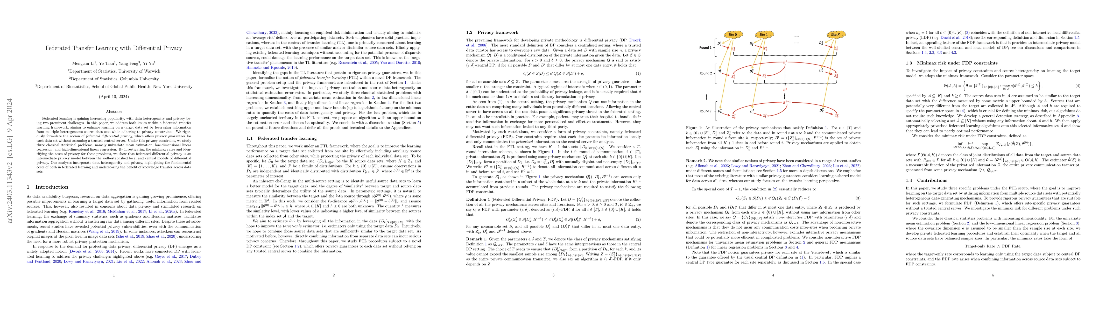 Thumbnail for Federated Transfer Learning with Differential Privacy