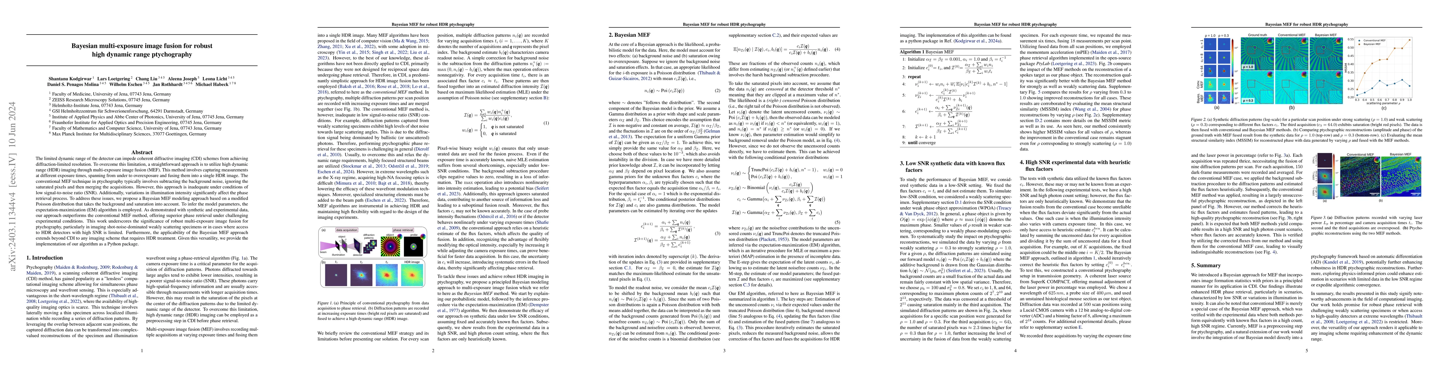 Thumbnail for Bayesian multi-exposure image fusion for robust high dynamic range
  ptychography