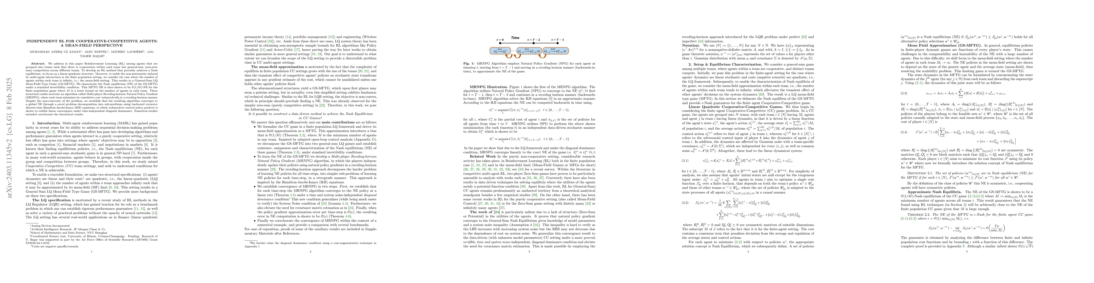 Thumbnail for Independent RL for Cooperative-Competitive Agents: A Mean-Field
  Perspective