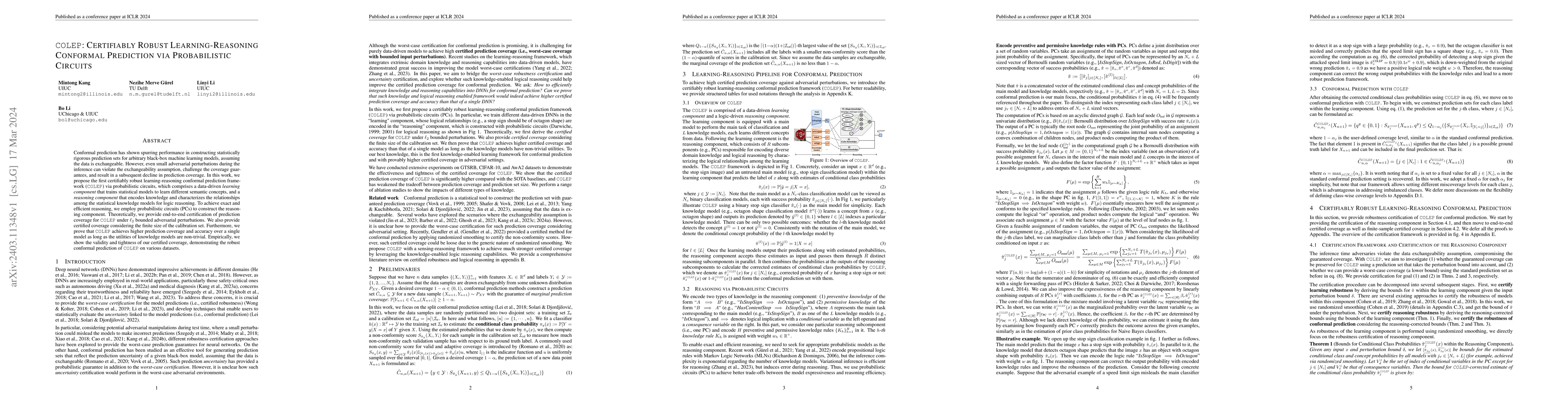 Thumbnail for COLEP: Certifiably Robust Learning-Reasoning Conformal Prediction via
  Probabilistic Circuits