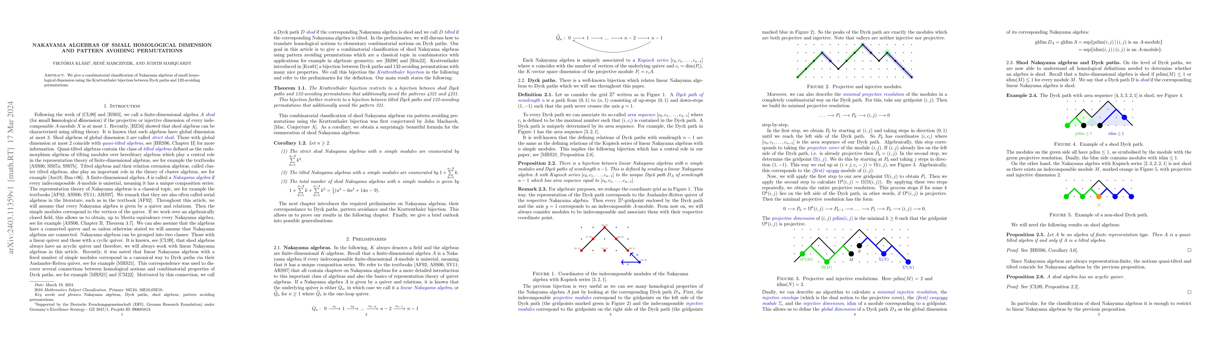 Thumbnail for Nakayama algebras of small homological dimension and pattern avoiding
  permutations